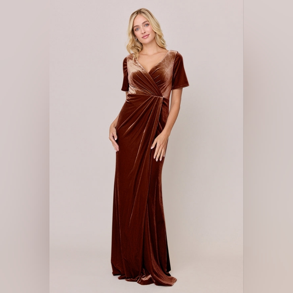 Revelry Giselle Velvet Dress in Rust‎ size 6 Long Bridesmaid Dress